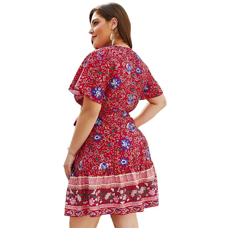 Летнее платье большого размера женское с цветочным рисунком Пляжное вечернее