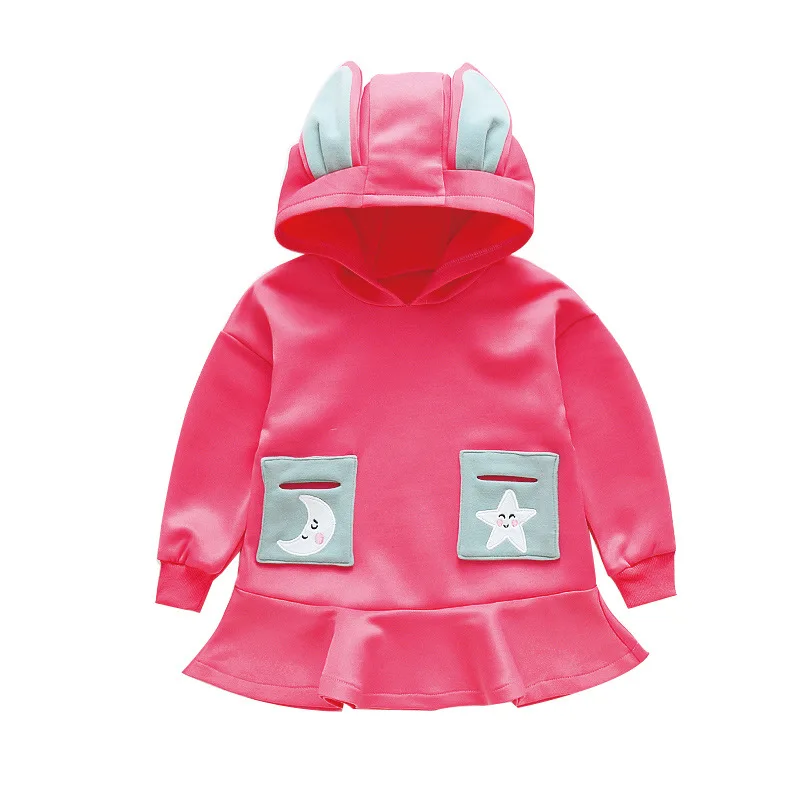 2 - 8 yrs little girls casual school style hooded dress 2019 new winter spring clothes thick warm baby long sleeve dresses | Детская