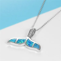 whale tail short simple necklace pendant fashion women men bule crystal charming pendant lovely necklace gifts girl