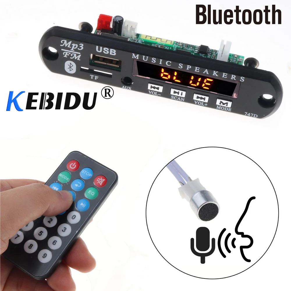 Mp3 плеер Kebidu 5 12 В с Bluetooth Плата декодера громкой связи MP3 WMA аудио музыкальный