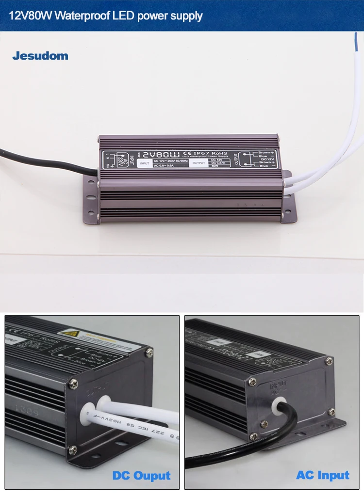 Бесплатная Доставка! 80W60W импульсный источник питания с IP67 Водонепроницаемый Открытый AC 110V220V к DC 12V