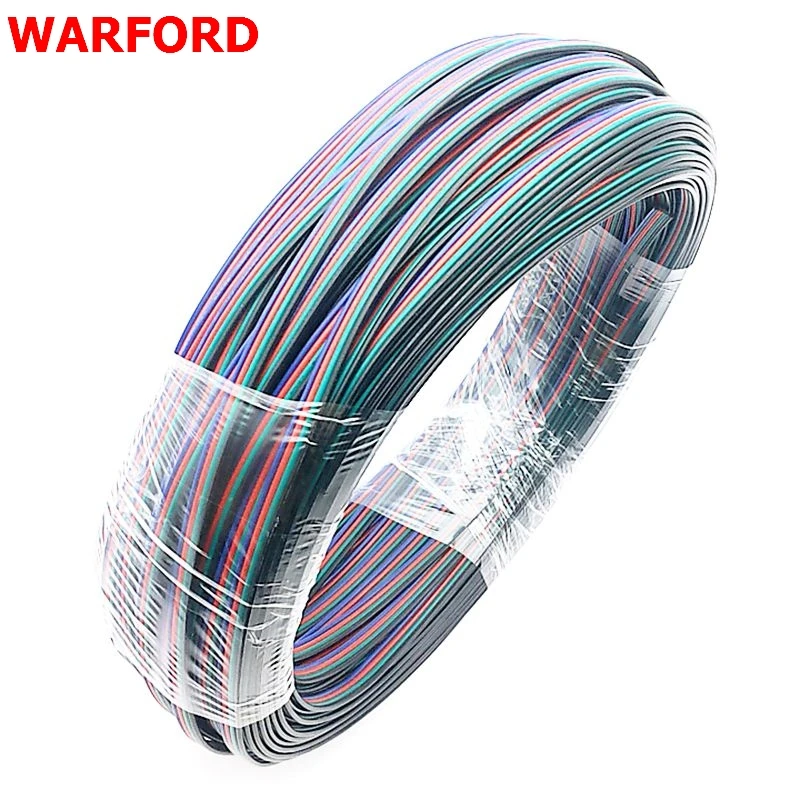 5 м/10 м/20 м/рулон 4 Pin Расширение RGB + черный провод кабель для ws2801/5050/3528/lpd8806/apa102 smd