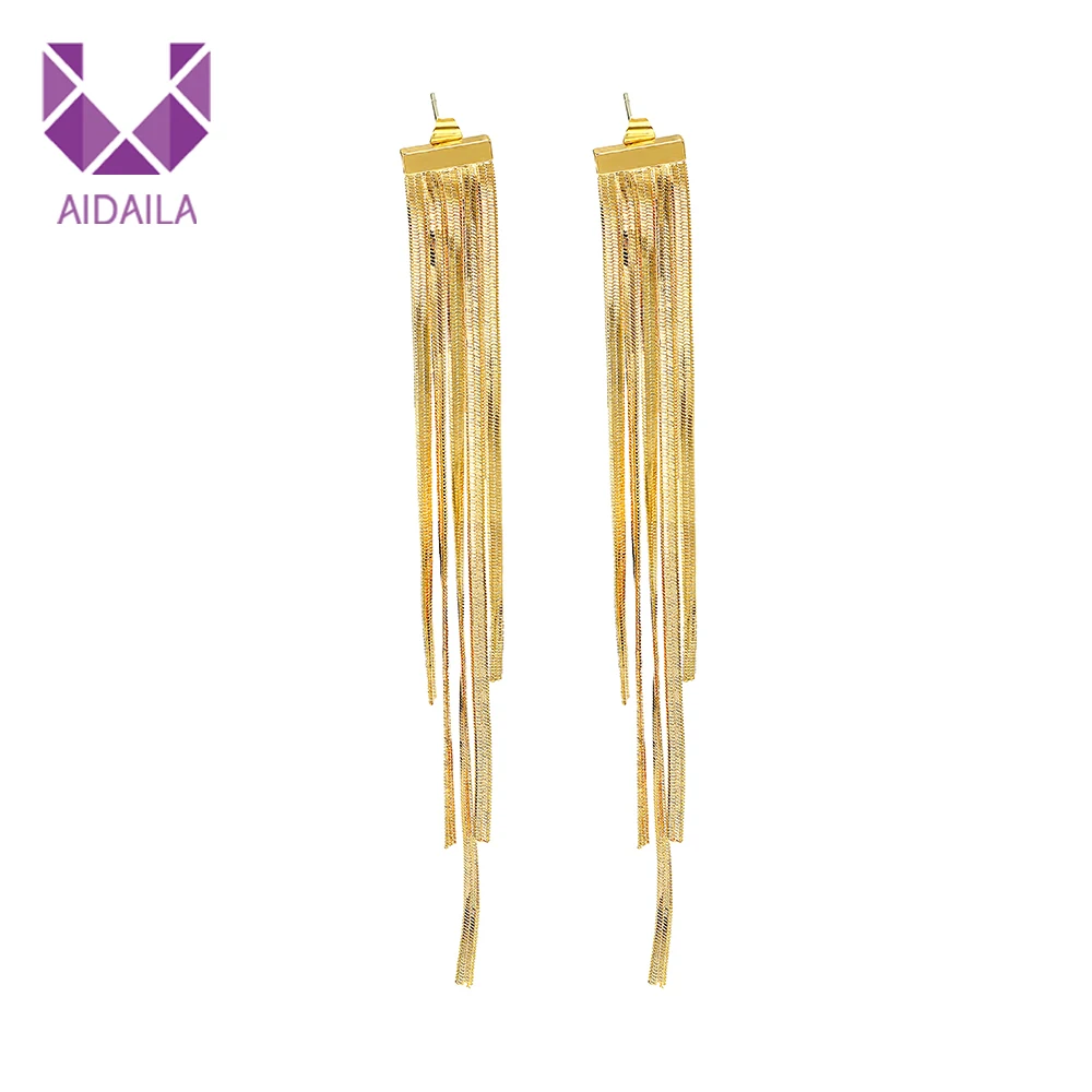 

Женские длинные серьги на цепочке, золотого цвета, с подвесками, EP04725, серьги в Корейском стиле