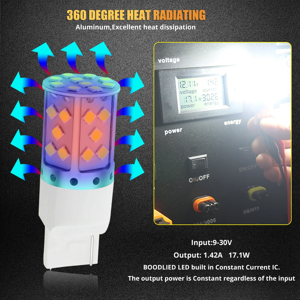 2 шт. T20 7440 W21W светодиодный 35 чипсы 3030 SMD лампы 15 W Белый для авто сзади сигнальные