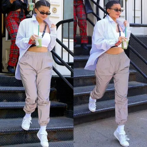 Модные женские повседневные мешковатые длинные брюки с высокой талией