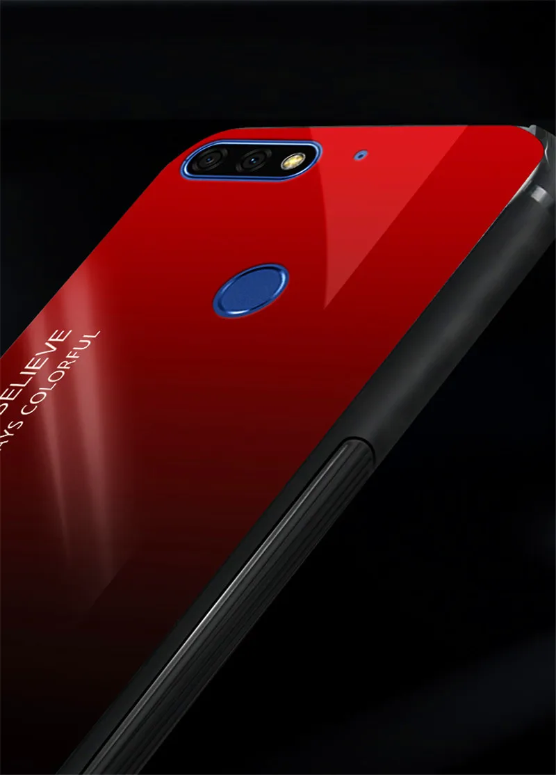 Чехол для Huawei Honor 7A Pro AUM L29 с градиентным закаленным стеклом задняя крышка мягким