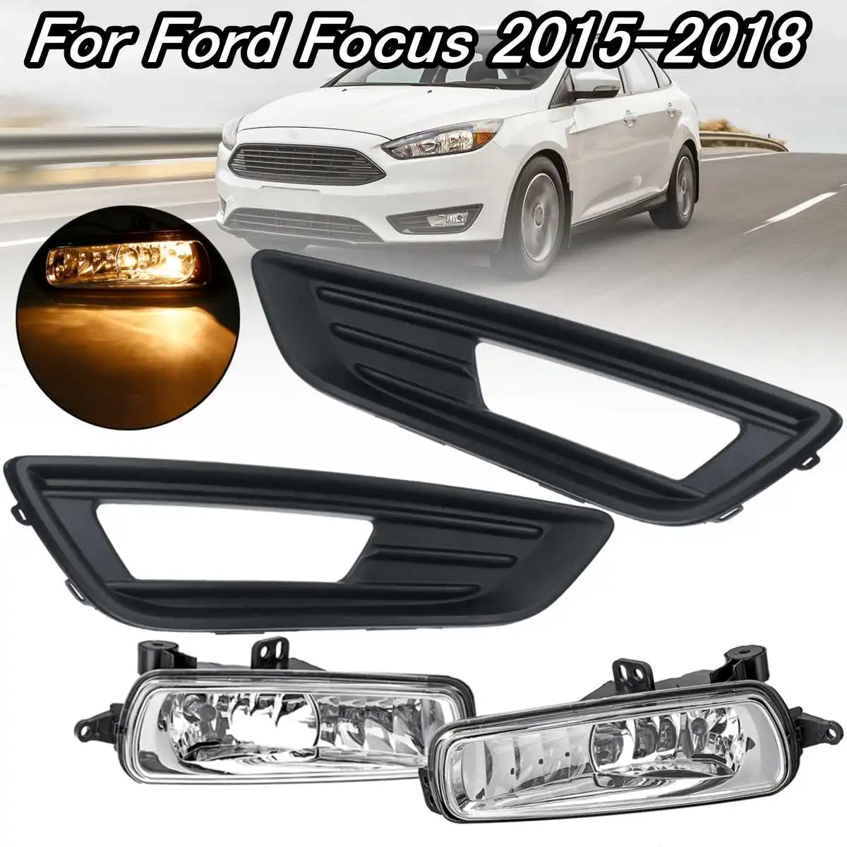 Для Ford Focus 2015 2016 2017 2018 1 комплект 12V H8 автомобильные передние противотуманные фары