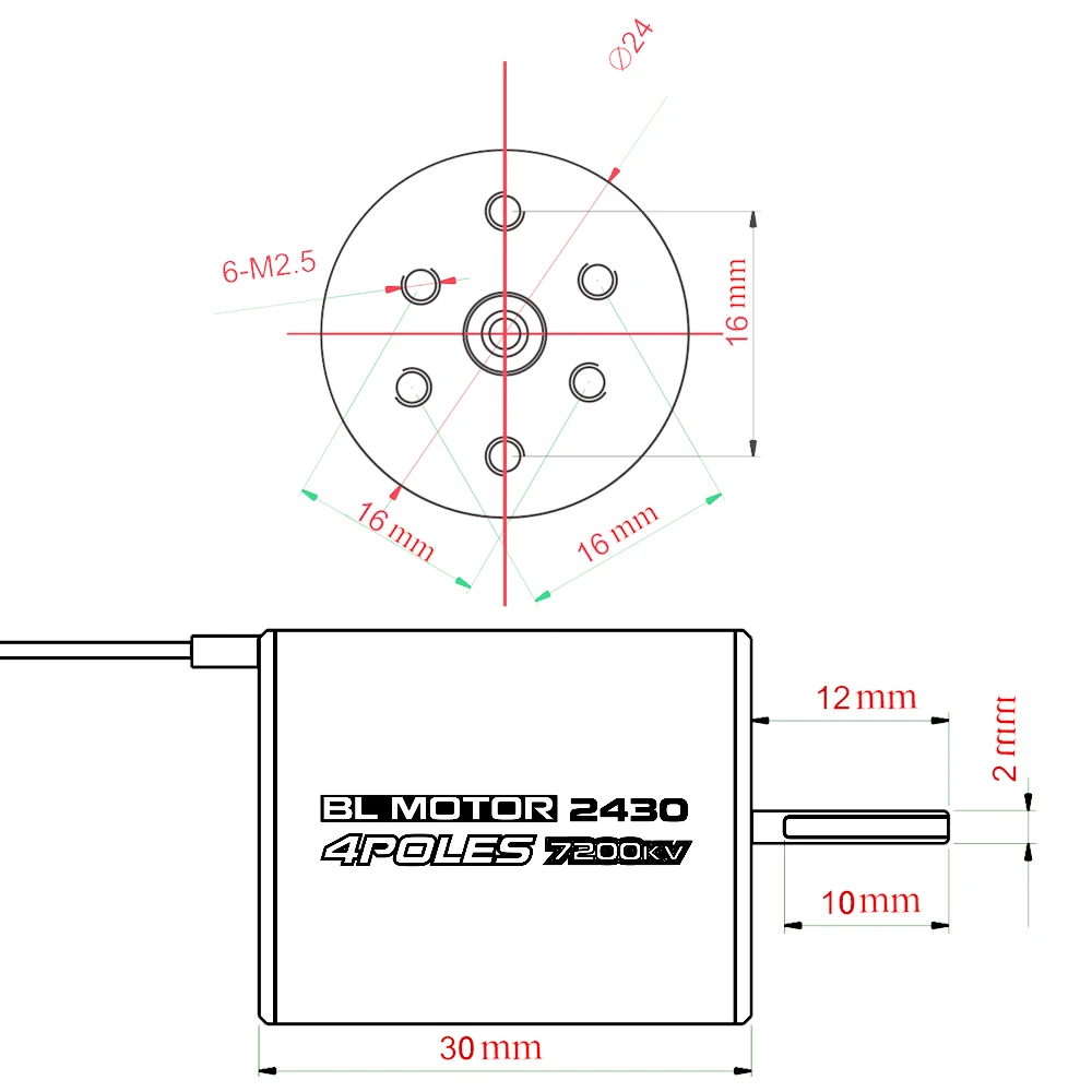 2430 7200KV 4P Бесконтактный бесщеточный двигатель с 25A бесщеточным ESC (электрический