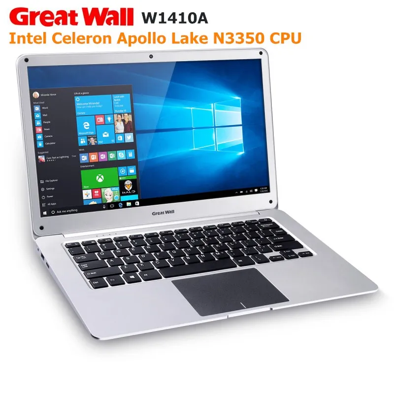 Ноутбук Great Wall W1410A 14 дюймов Windows 10 Intel Celeron N3350 2 4 ГГц Гб 64 37 Вт долгое время батарея