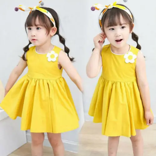 2019 Brand Toddler Cute Baby Girls Dress Summer Princess Patchwork Wings Sleeveless 3D Flower New Fashion Costume 2-7T | Детская одежда
