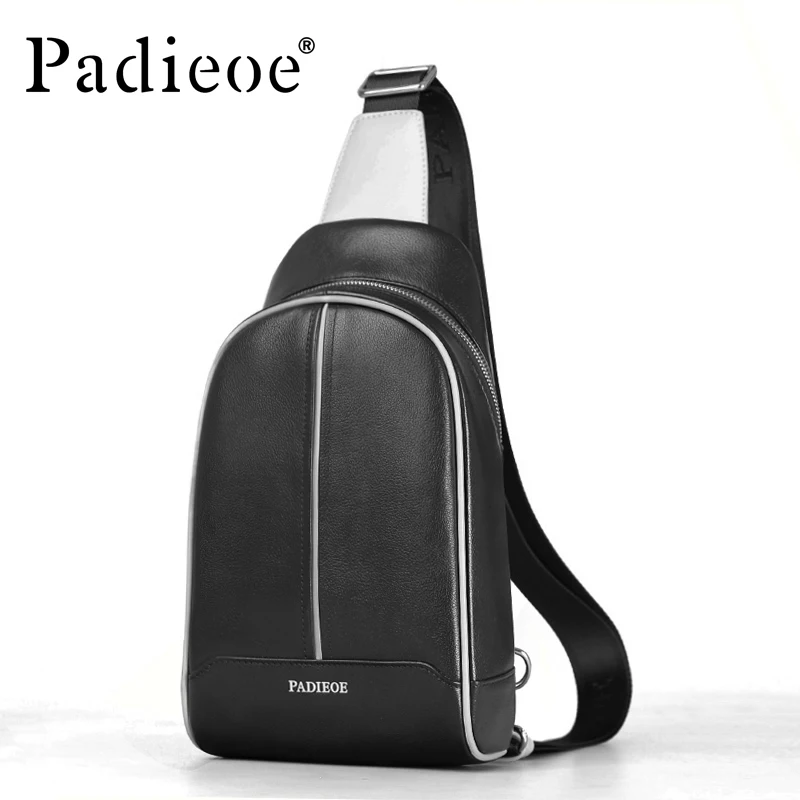 

Padieoe men sling bag chest bag shoulder crossbody bags satchel genuine leather bag fashion