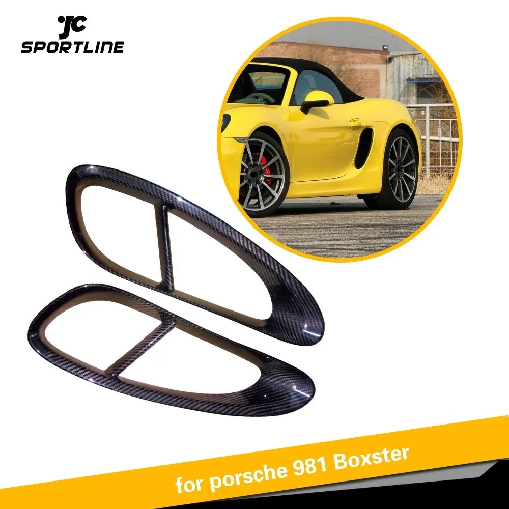 

For Porsche 981 Boxster Carbon Fiber Car Door Side Fender Vents Trims Frame Decoration Cover 2013 2014 2015
