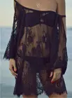 Женское кружевное бикини, повседневное Пляжное Платье До Колена, с полурукавами, 2019