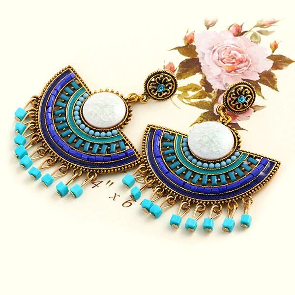 Fashion Glamour Vintage Bohemian Bead Earrings Ms. Openwork Flower Pendant | Украшения и аксессуары