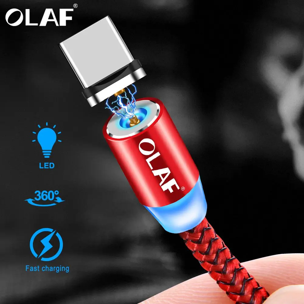 Магнитный кабель OLAF USB Type C для Samsung s8 s9 Xiaomi Huawei mate 20 Lite зарядки телефона магнитное