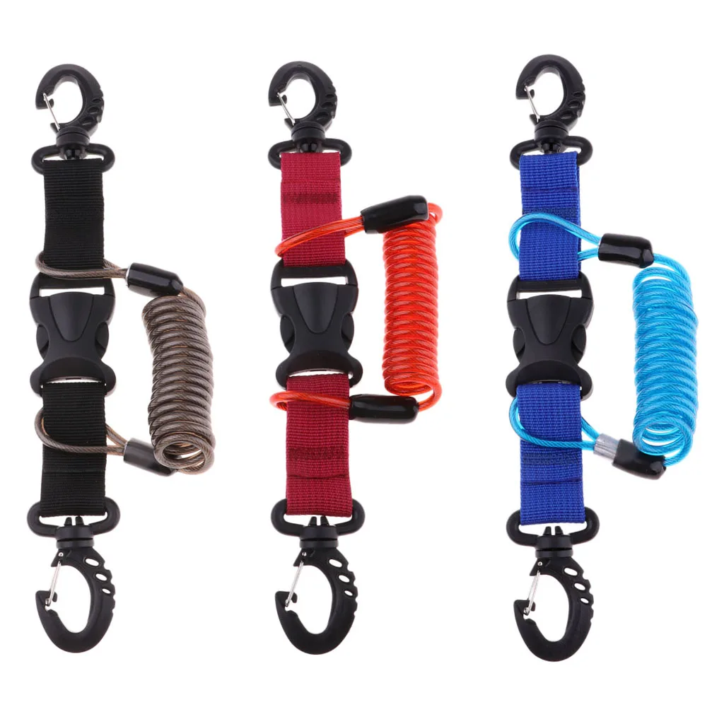 

Stainless Steel Scuba Diving Lanyard Spring Coiled Lanyard with Quick Release Buckle for Underwater Cameras Lights Torch