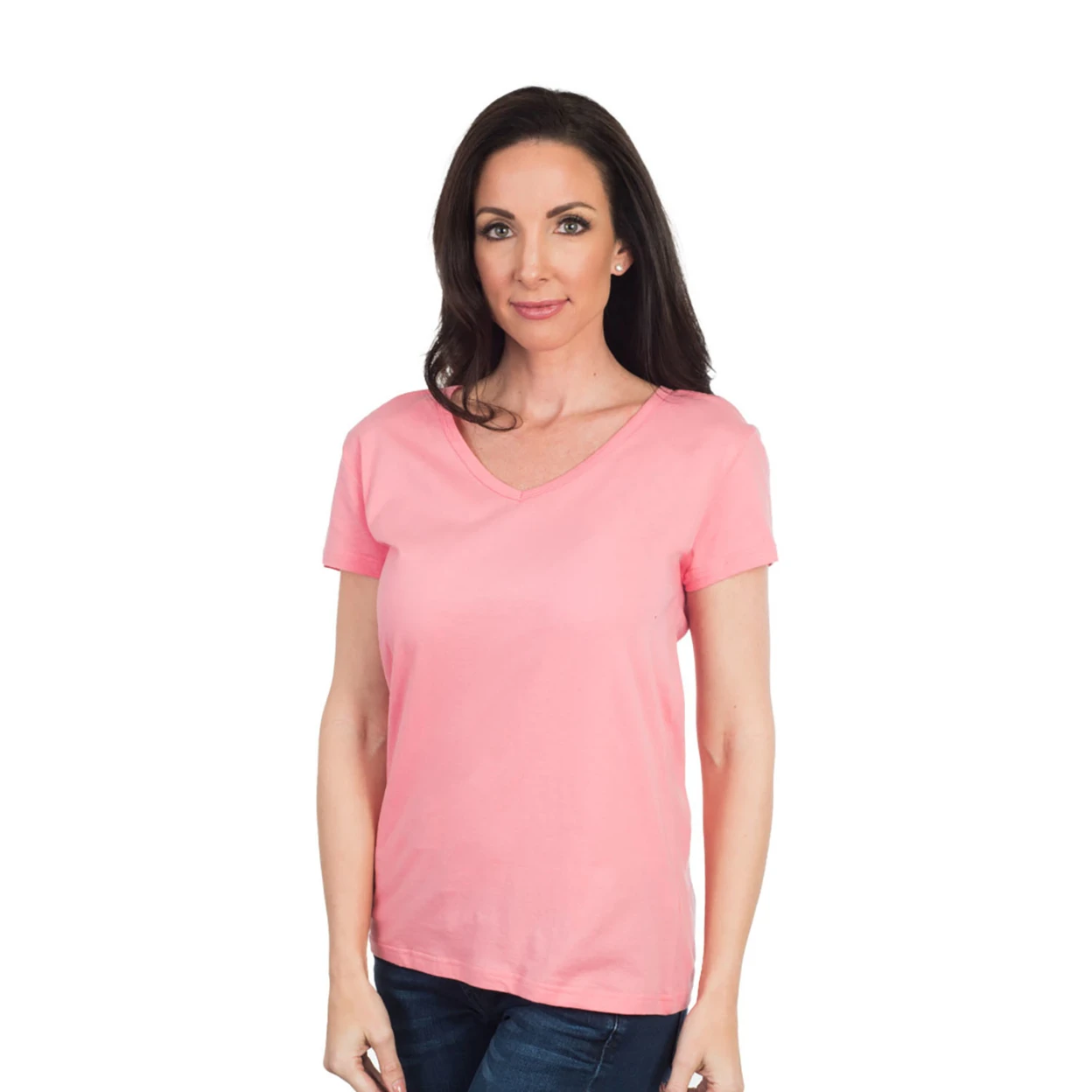 Женская футболка Agiato Basic V Neck клубничный лед|Футболки| |