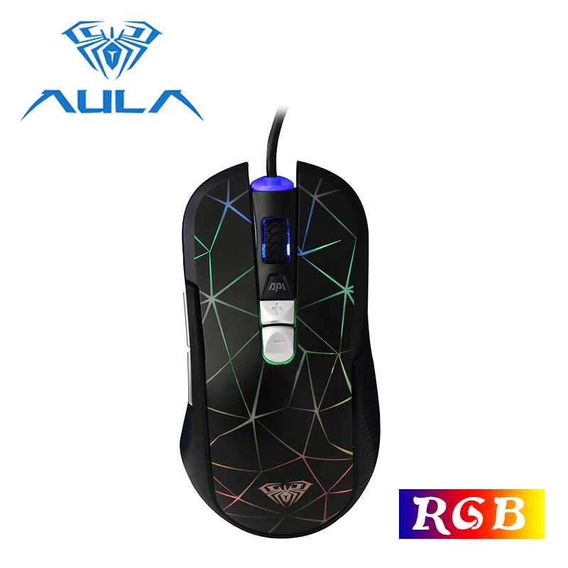 Игровая мышь AULA USB Проводная 2000DPI 7 кнопок RGB подсветка эргономичная для
