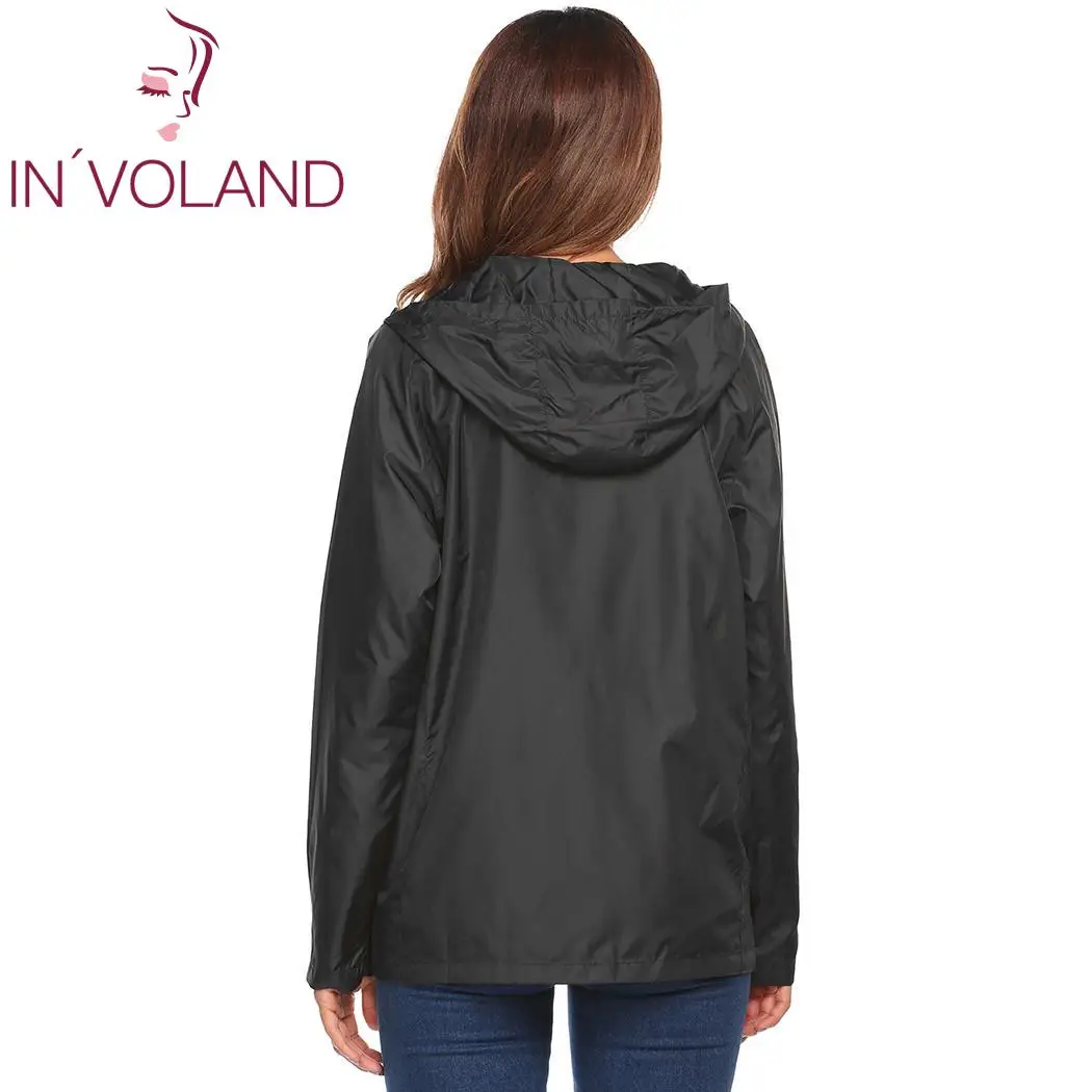 New Women Waterproof Breathable Long Sleeve Solid Coat Rain Jacket Autumn Winter Pockets Zip Zipper Closure Hooded | Женская одежда