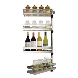 Вращающаяся кухонная полка из нержавеющей стали SUS 304 сделай сам, кухонная стойка, настенный держатель для специй, органайзер сделай сам 2-5 уровней