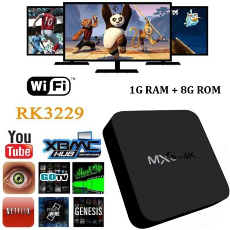 AKASO MXQ-4K Android 7 1 ТВ приставка RK3229 Гб + 8 Смарт четырехъядерный медиаплеер Wifi MXQ 4K PK PRO T9