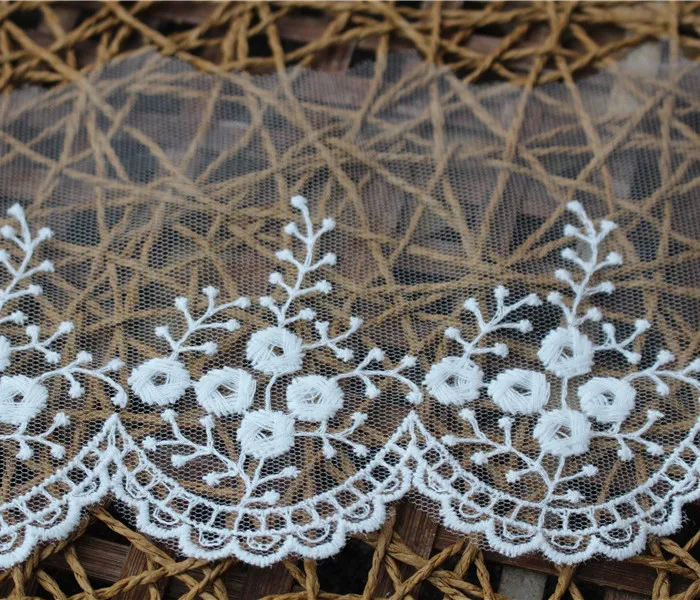 

28yards 11cm Gauze embroidery cotton thread Lace Trim mesh Cotton Lace fabric clothing DIY patchwork Apparel Sewing Accessories