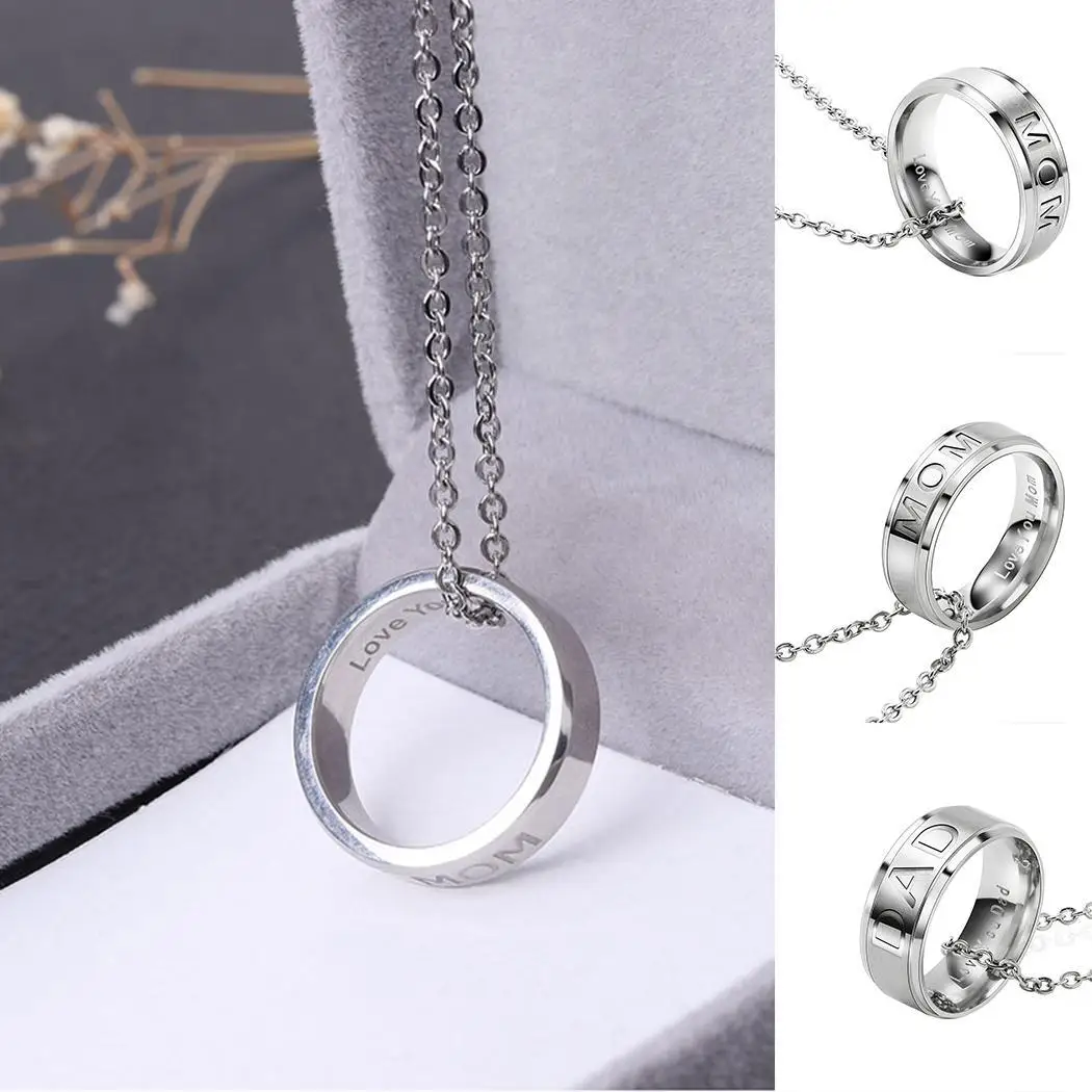 День любви Выгравированный стальной кулон отца круглый гладкий буквенный