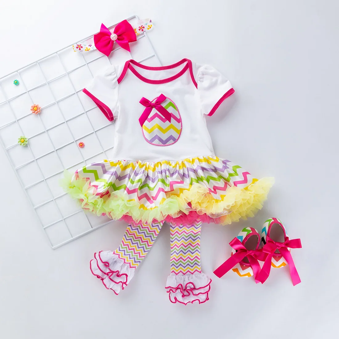 Комплект из 4 предметов пасхальные комплекты одежды для маленьких девочек боди с