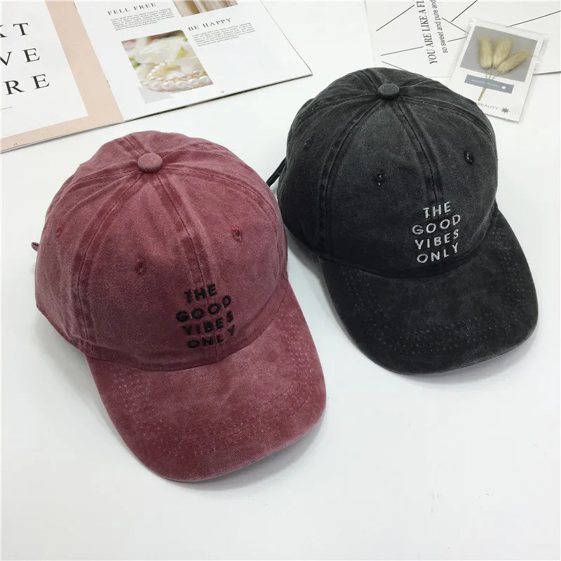 Шляпа Новый стиль корейский потертая надпись помытая хлопковая бейсбольная