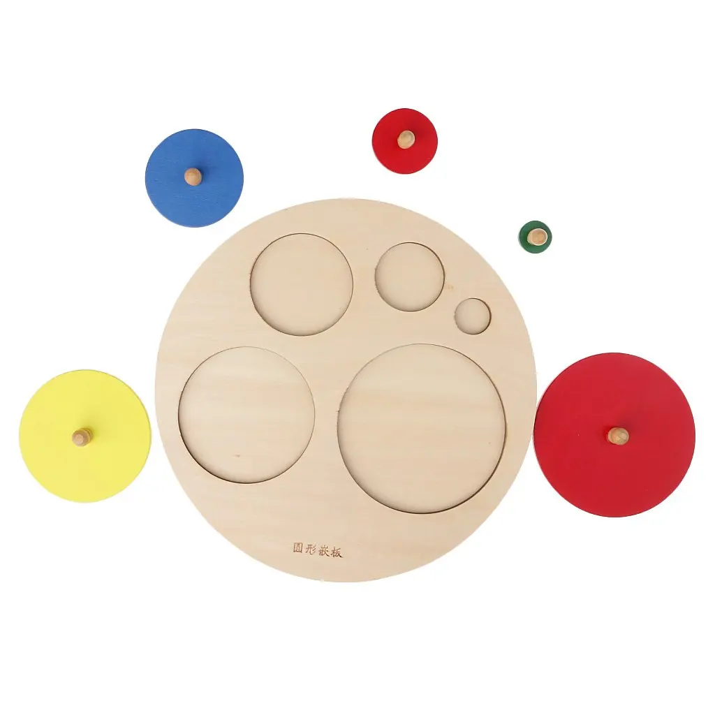 

Wooden Montessori Round Geometry Insert Puzzles Educational Game Preschool Training Toy for Kids