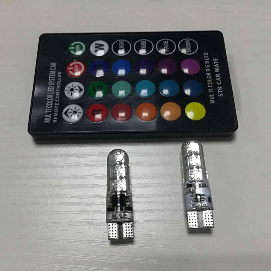 2 шт. пульт дистанционного управления RGB T10 W5W 5050 габаритный светильник SMD LED лампа