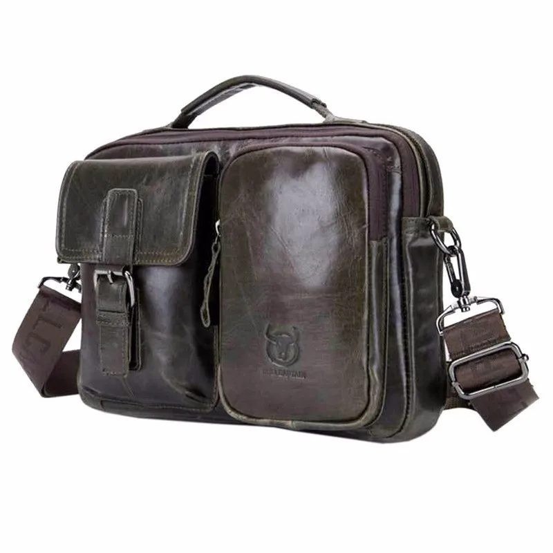 

Men's Vintage First Layer Cowhide Genuine Leather Shoulder Bag Messenger Briefcase CrossBody Handbag Large Capacity Pouch 2018