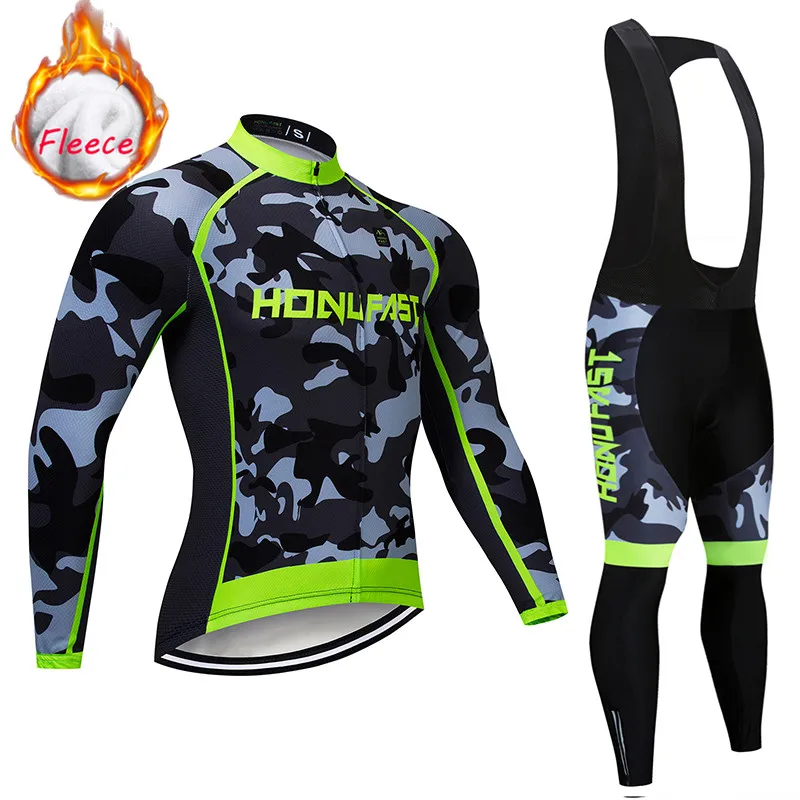 2021 Winter Men Cycling Jersey Sets Long Sleeve Mountain Bike Clothes Maillot Ropa Ciclismo Quick Dry Racing Bicycle Clothing | Спорт и