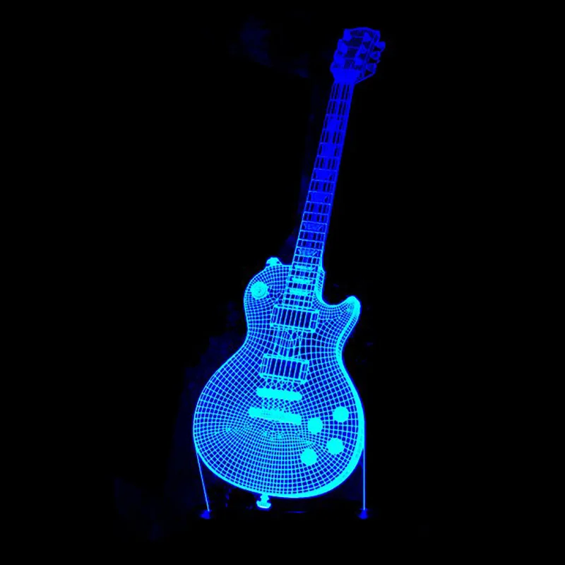 Newest 3D Guitar LED Visual Colorful Usb Press Switch Table Lamp Baby Sleeping Night Light Creative Fashion Music Electric | Лампы и