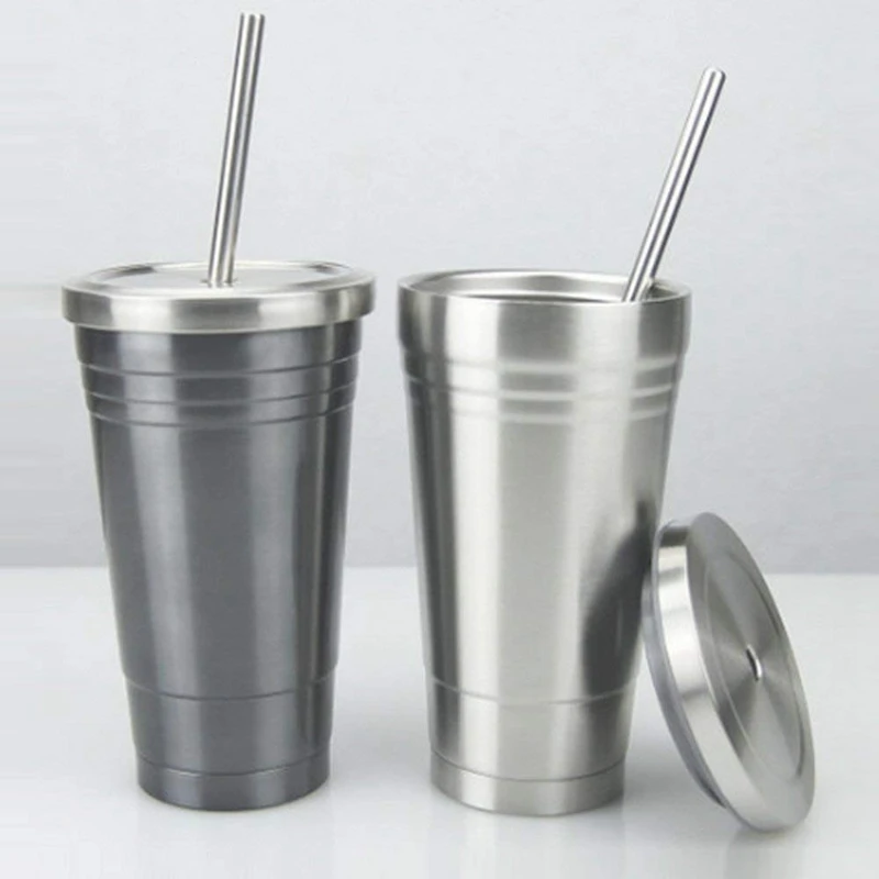 Stainless Steel Straws 12 PCS Set 5 Straight And Shrinked With 2 Cleaning Brushes 21.5cmsilver | Дом и сад