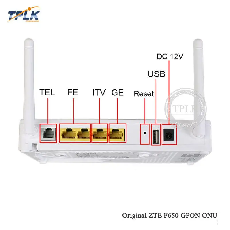 GPON F650 ONU ONT с 1GE + 3FE 1USB 1WiFi английская версия DC/12V 2 4G Китайский телекоммуникационный