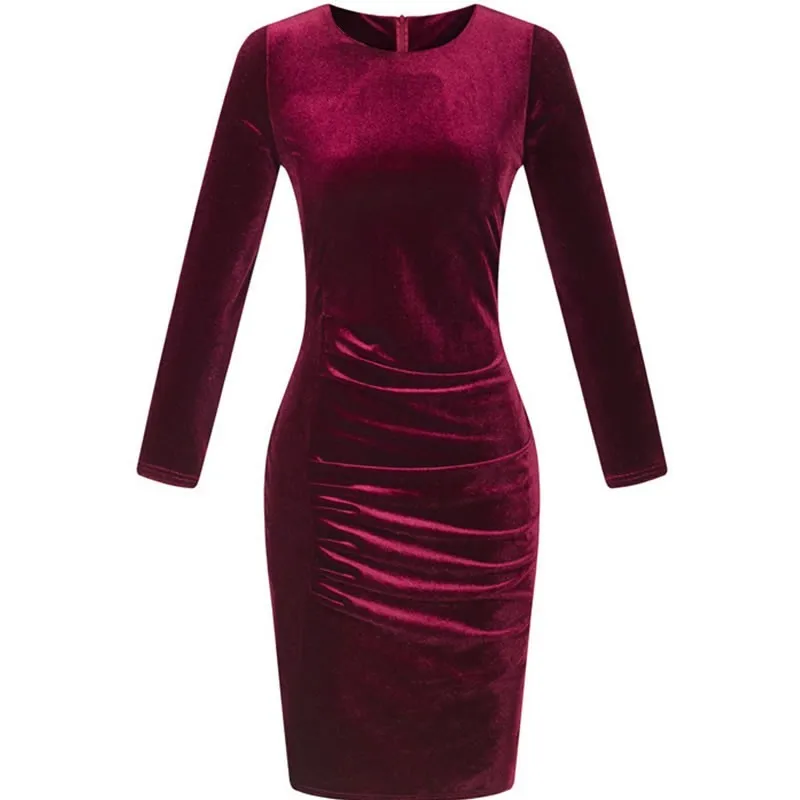Ruiyige 2019 New Spring Autumn Velvet Dress Women Solid Sexy Party Dresses Long Sleeve Fashion Zipper Bodycon Female Vestidos | Женская