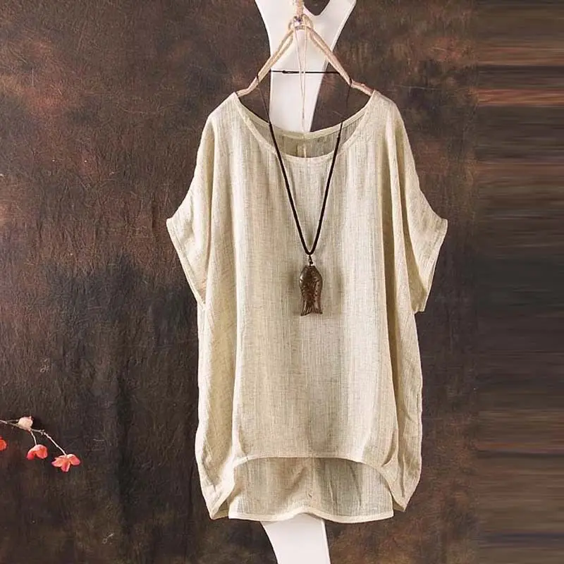 Женская пляжная блузка с коротким рукавом Boho Повседневная Свободная Базовая