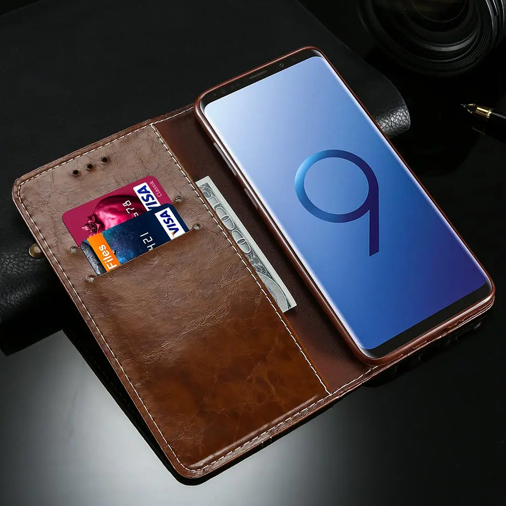 Чехол-книжка из искусственной кожи KISSCASE для Samsung Galaxy S9 S8 Plus Note 9 8 деловой Винтажный