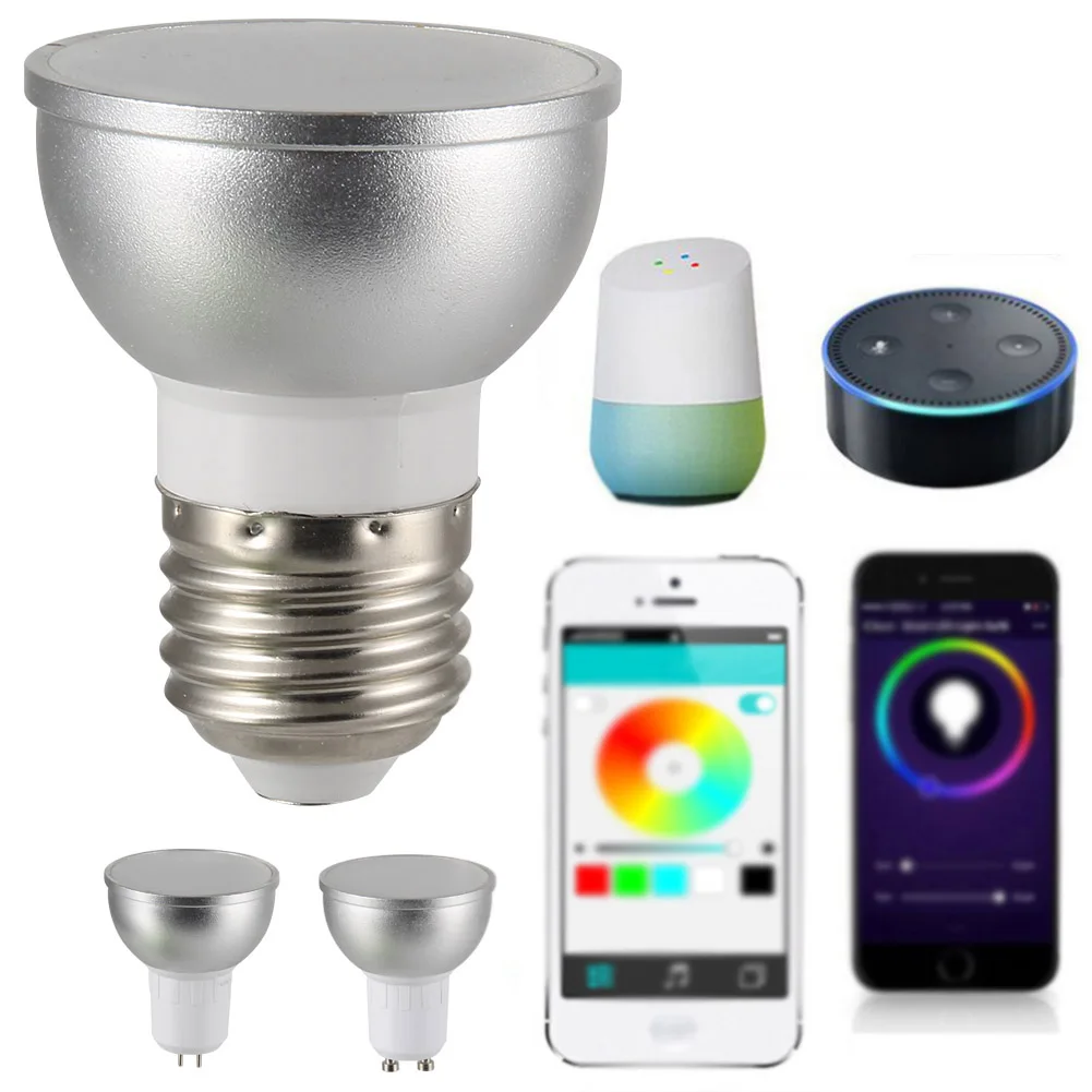 E27/GU10/GU5.3 Wi Fi прожектор лампа с регулировкой чашка Совместимость Alexa