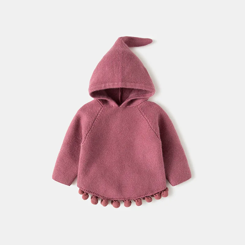 Autumn Winter Warm Soft Children's Sweaters Pullover 2018 Hooded Toddler Girls Knitted Sweater Casual Baby Little | Детская одежда