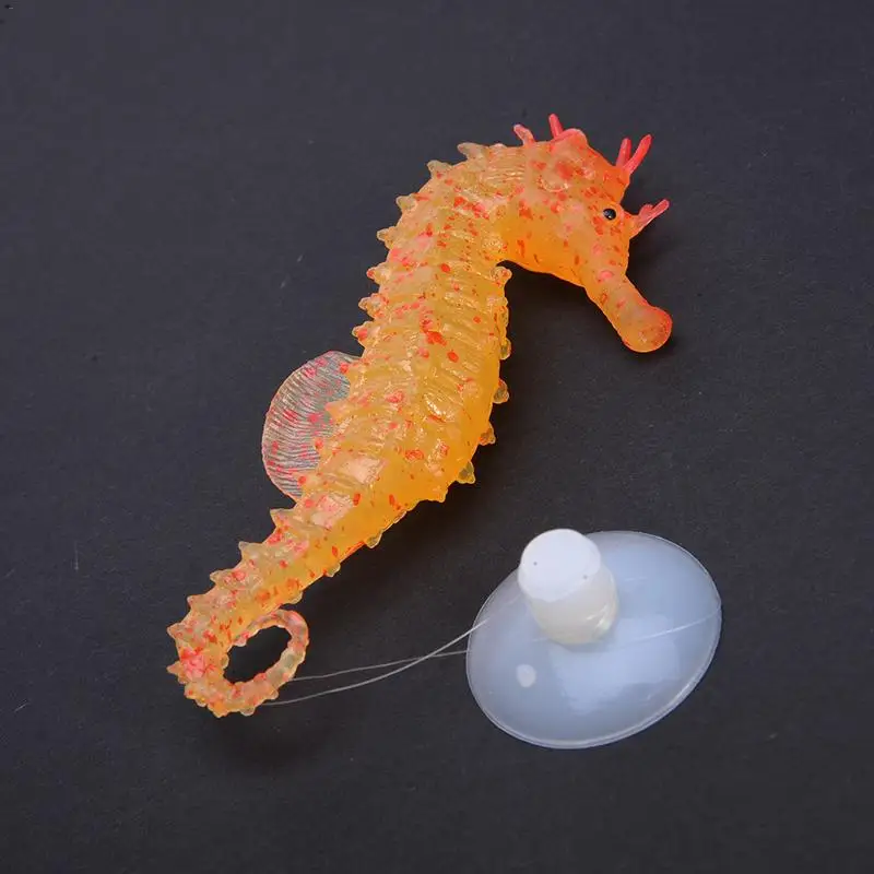 Aquarium Decorations Luminous Seahorse Ornament Glow In Dark Landscaping Silicone Sea Horse Glowing Fish Tank Decoration New | Дом и сад