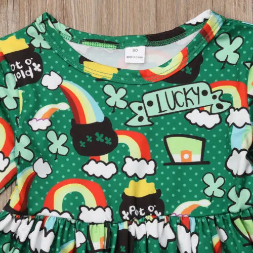 2019 Green Xmas Dress Christmas Toddler Long Sleeve Kid Baby Girl Festival Flared Party Santa Swing | Детская одежда и обувь