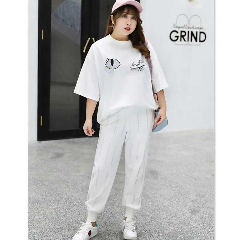 Pantalon Femme брюки Для женщин белый корейский джоггеры плюс Размеры 4XL 5XL 6XL футболки