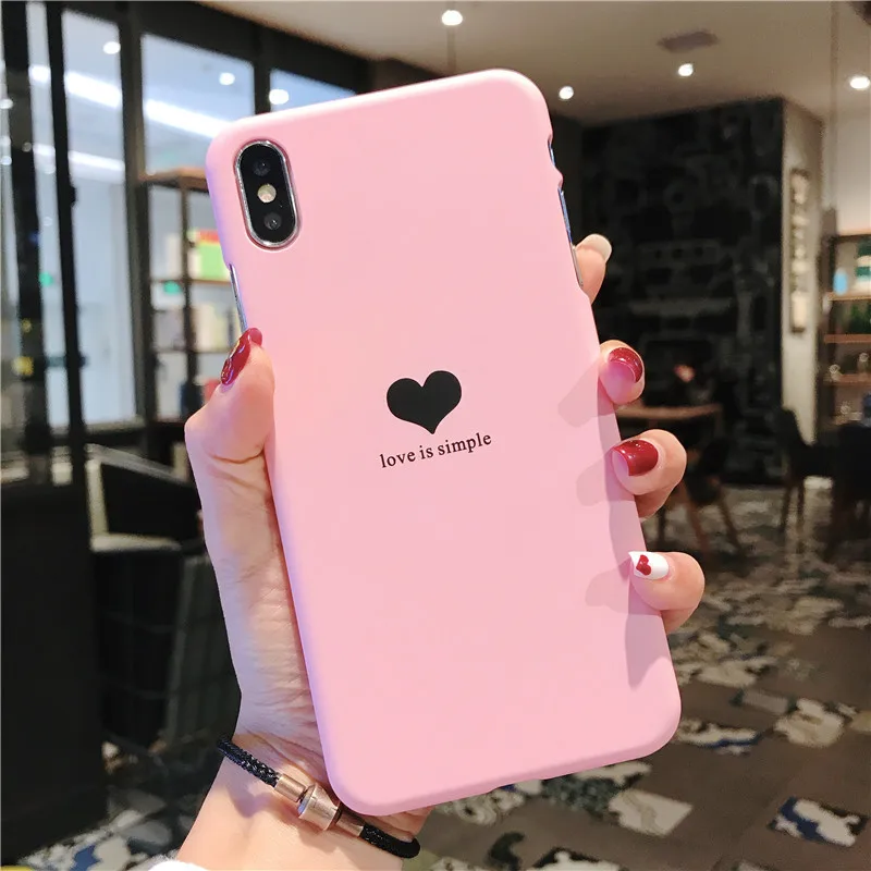 USLION Couples Love Heart Pattern чехол для телефона iPhone 6 6s 7 8 Plus Жесткий ПК простой с надписью X XS