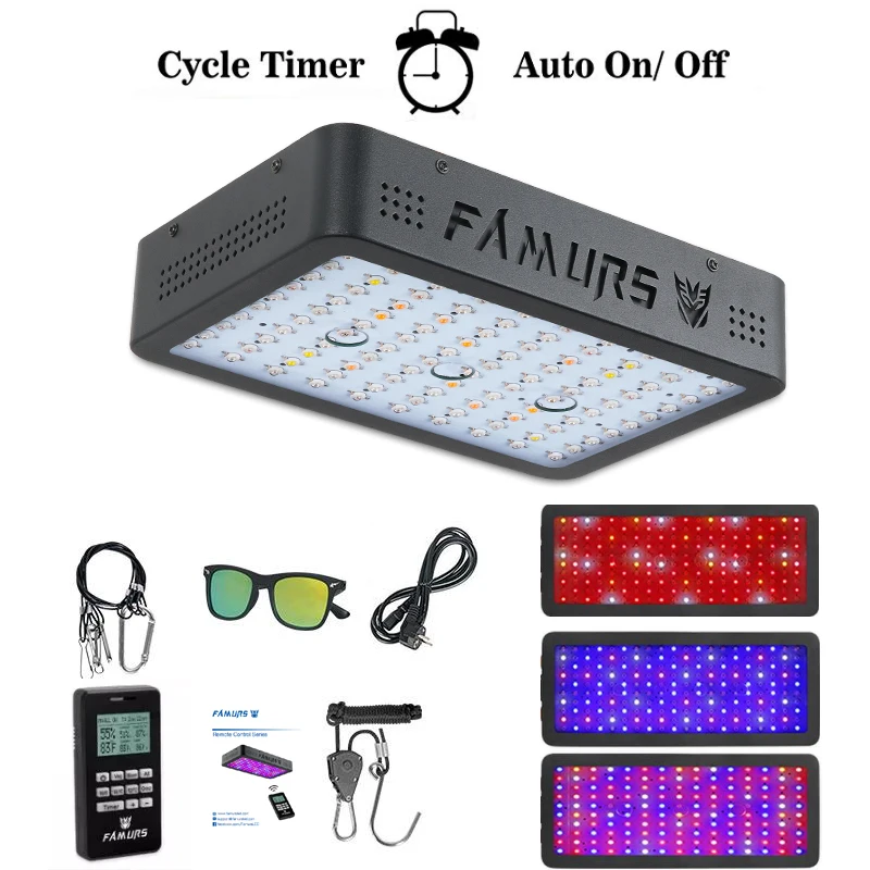 Famurs led grow light 1000W Full Spectrum Veg/Bloom remote control lamp for plants Indoor phyto tent high yield |