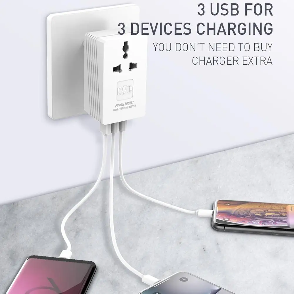 Многофункциональное зарядное устройство для путешествий портативное с 3 usb