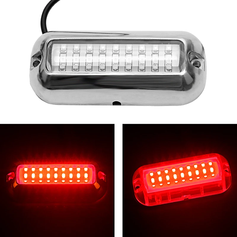 50 Вт нержавеющая сталь 27LED красный подводный понтон Морская Лодка транцевые огни
