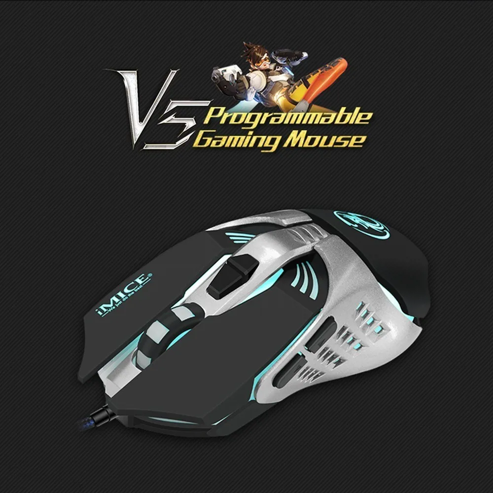 IMICE V5 профессиональная Проводная игровая мышь цветная светодиодная эргономичная