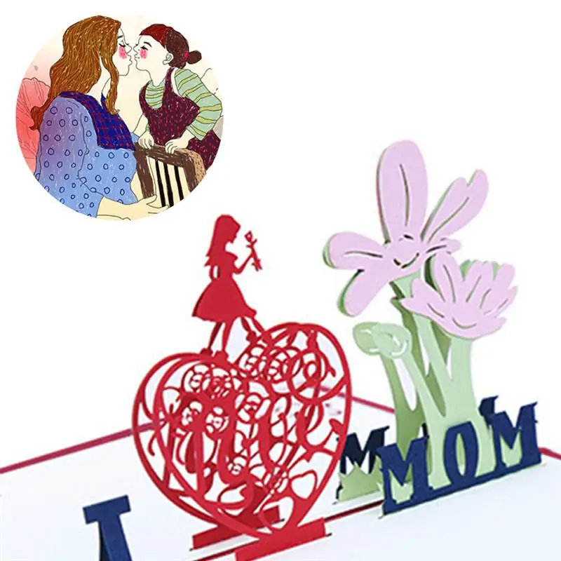 3D всплывающие поздравительные открытки I Love Mom бумага ручной работы ремесло